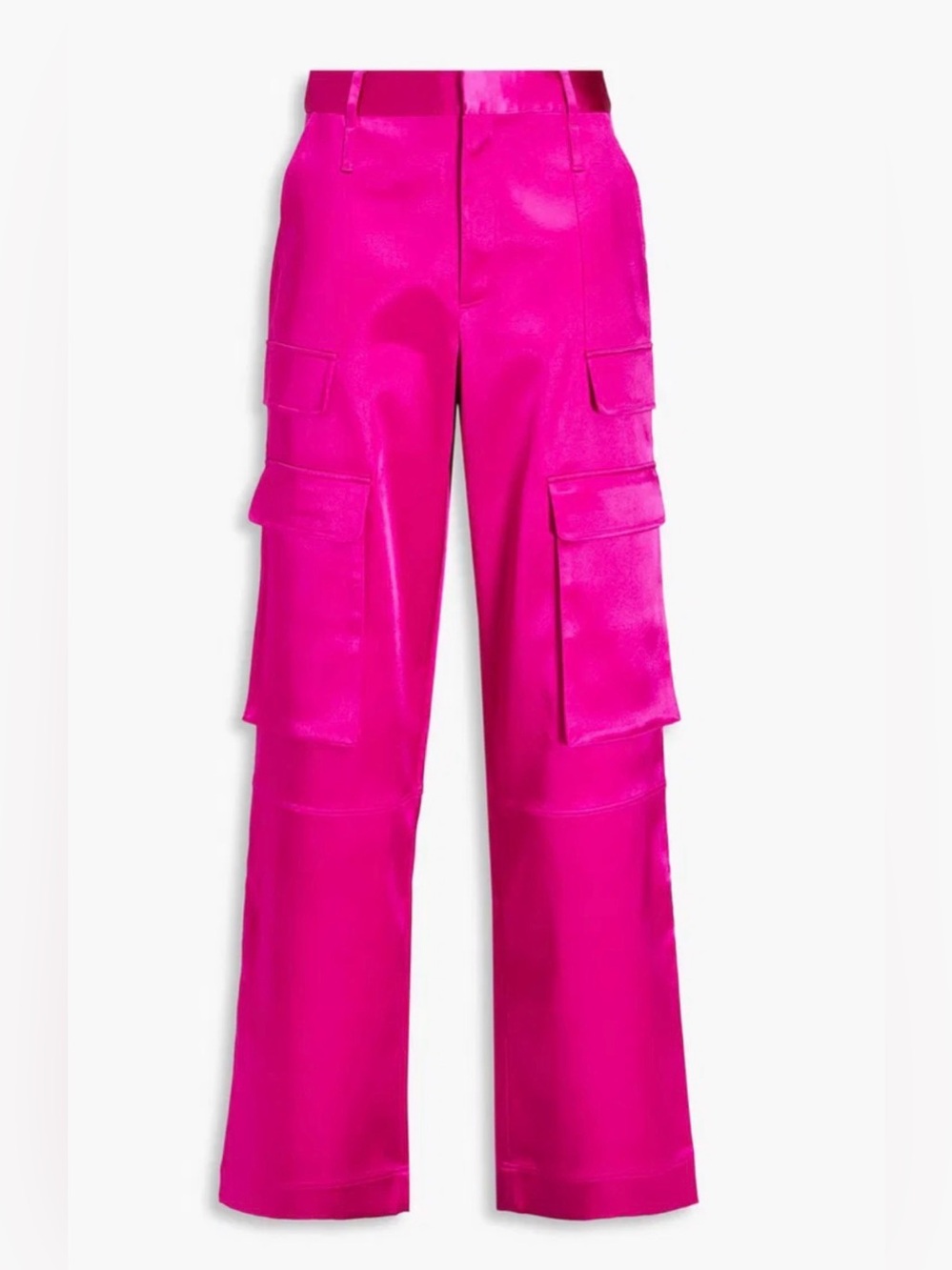 FRAME Relaxed Straight Satin Cargo Pants Magenta Pink Wide Leg Size 0 NWOT - Picture 4 of 13